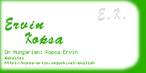 ervin kopsa business card